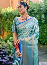 Sea Green Colour Wedding Wear Saree